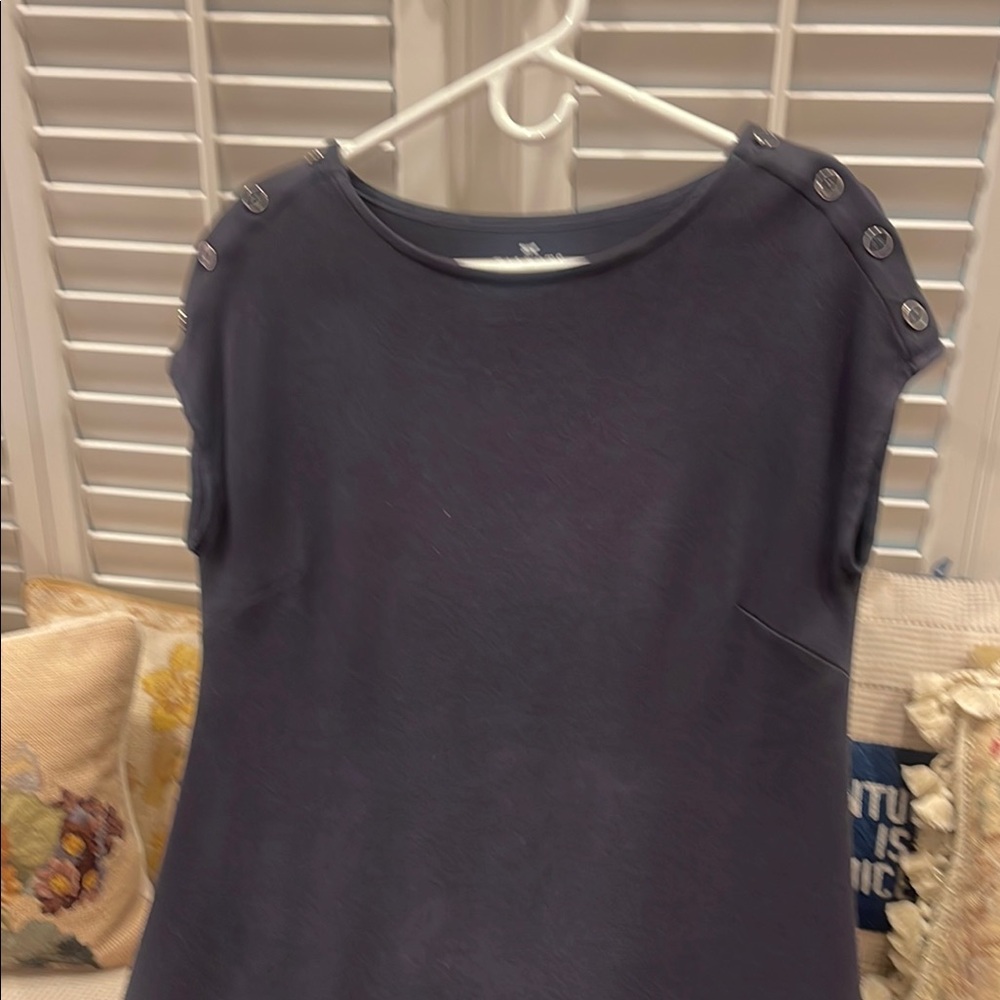 Talbots Blue Boxy Buttoned Short Sleeve Tee